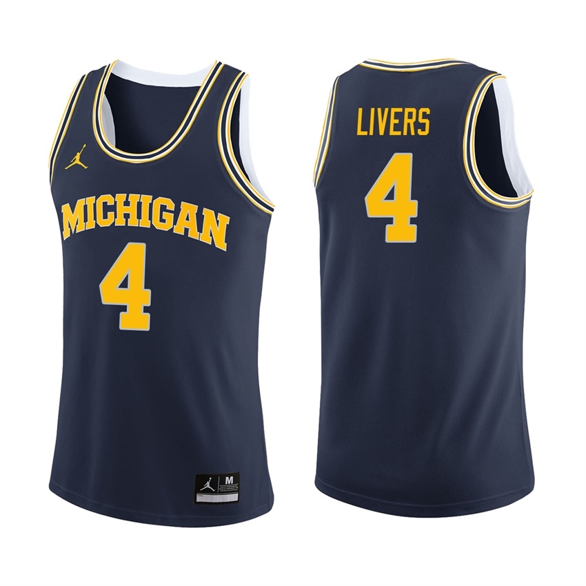 Michigan Wolverines Men's NCAA Isaiah Livers #4 Navy College Basketball Jersey GIU8249LO